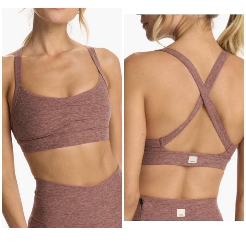 Vuori Elevation Ruched Strappy Sports Bra Brown Fits XS